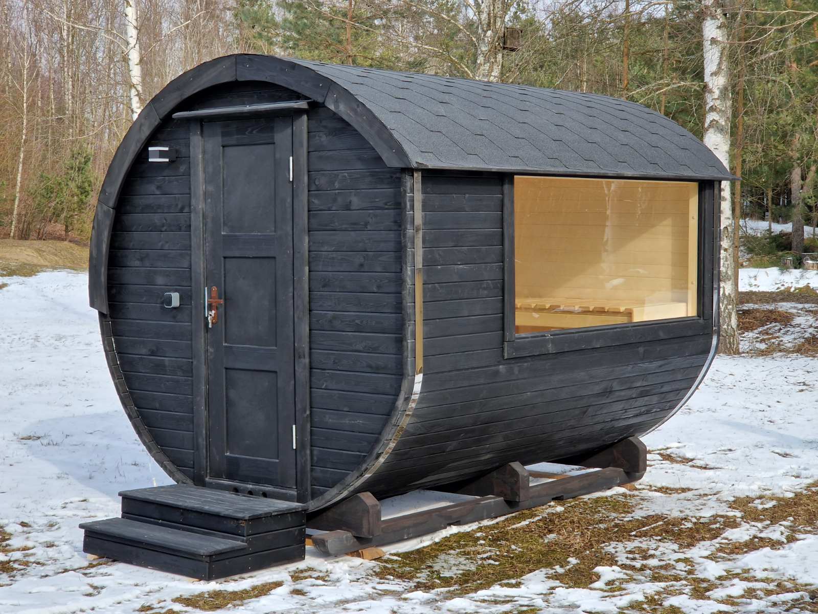 Barel sauna in legno con panorama