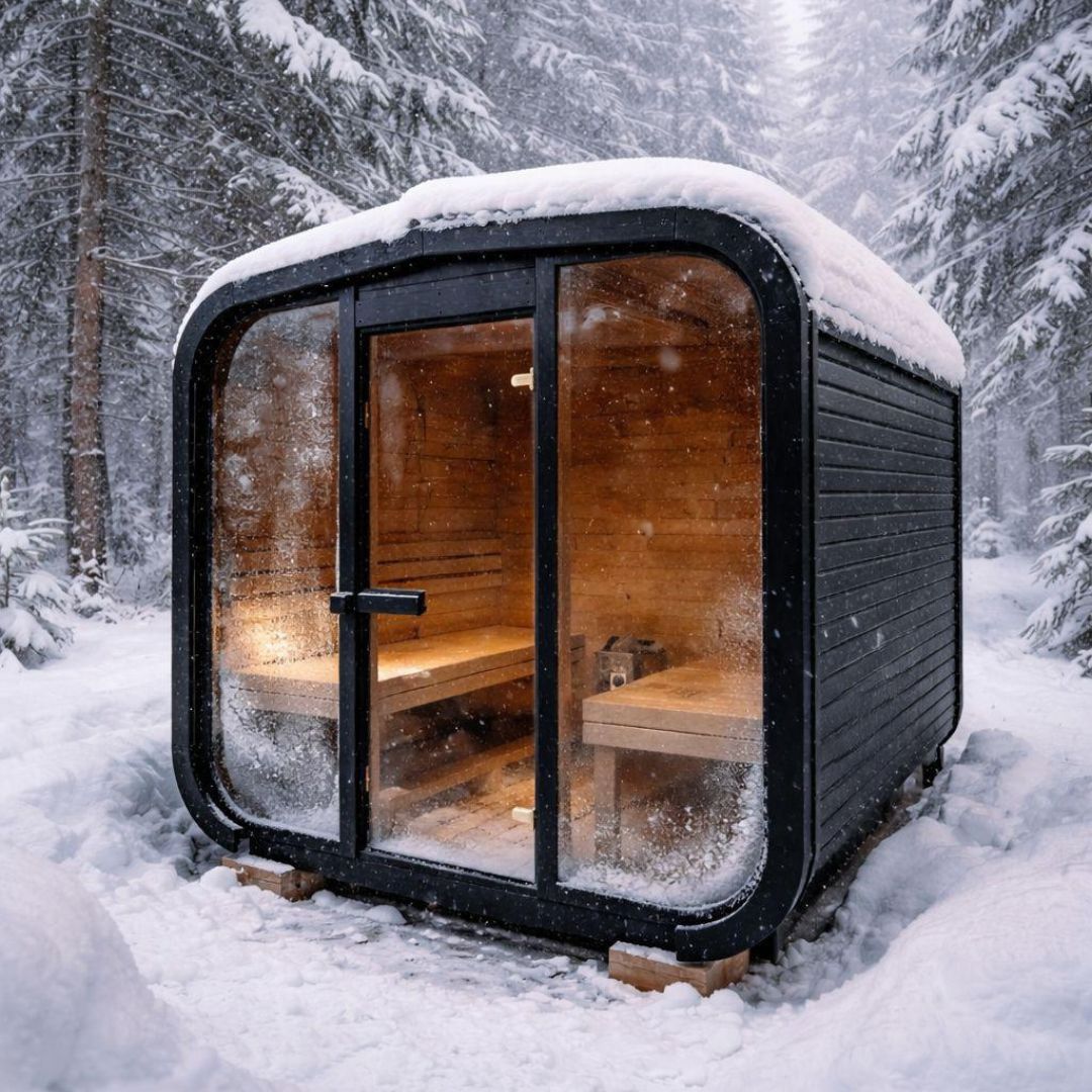 Armonia Sauna Finlandese da Esterno CUBE – Da 2 a 5 m con Stufa Personalizzabile