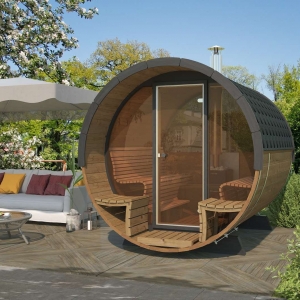 produzione e vendita sauna da esterno con vetrata