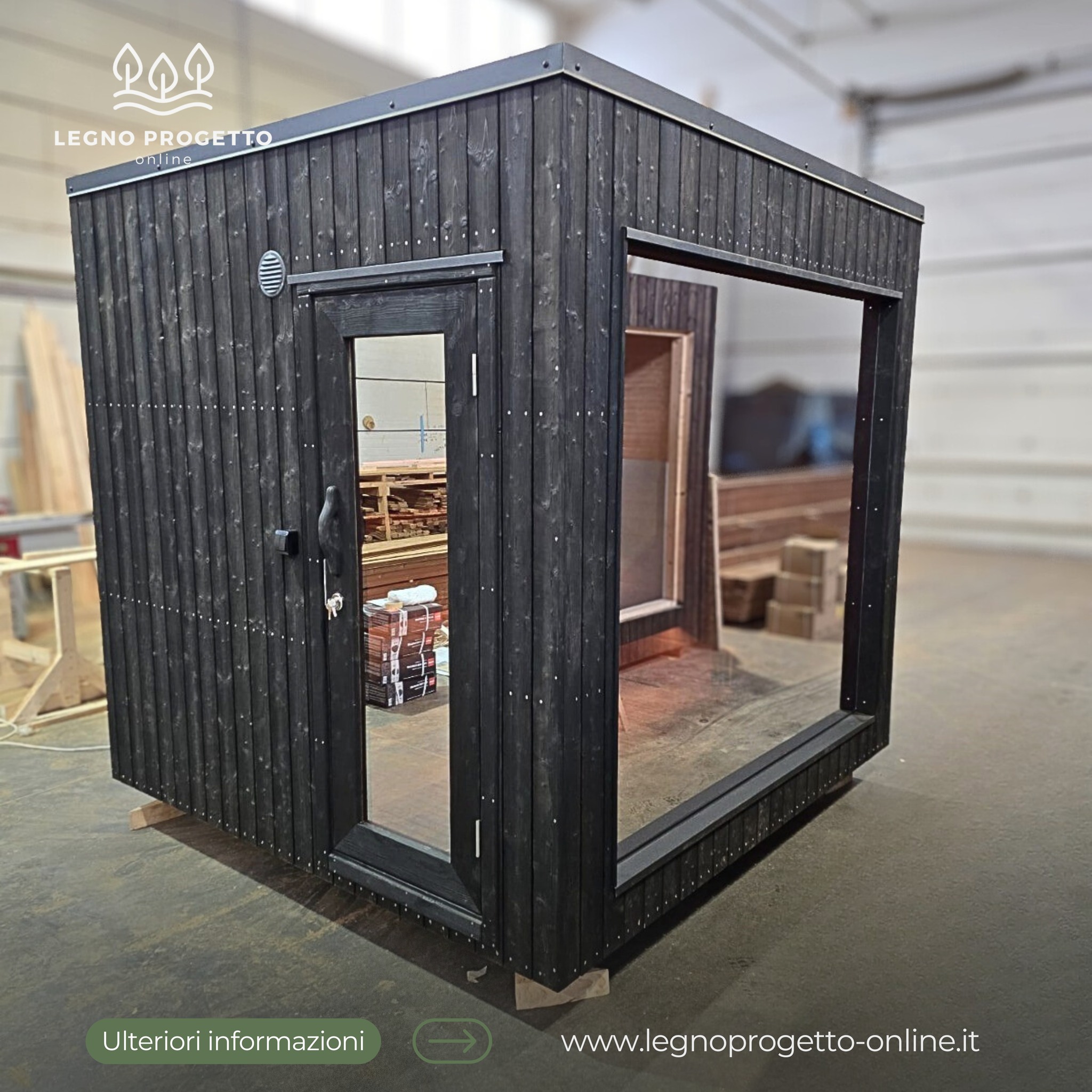 Aroma di Benessere: Sauna Finlandese da Esterno con Tetto Nascosto in Thermowood, Interno in Ontano e Stufa Harvia 9 kW Wi-Fi